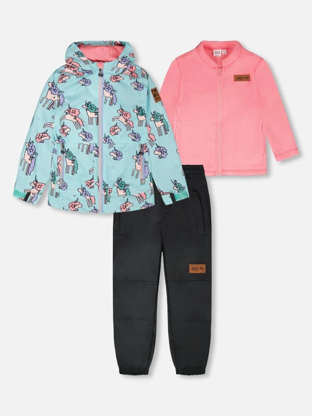 Deux Par Deux 3-In-1 Two-Piece Mid-Season Outerwear Set Blue Unicorn Print NWT